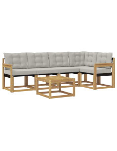 Set di divani da esterno 6 pcs Bianco e Grigio Chiaro 2