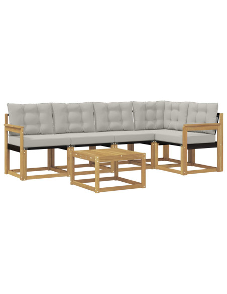 Set di divani da esterno 6 pcs Bianco e Grigio Chiaro