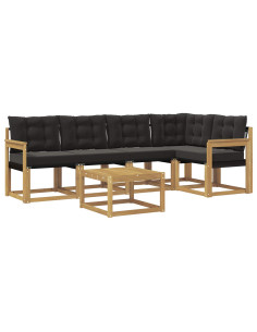 Set di divani da esterno con cuscino 6 pcs Bianco e Nero 2
