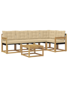 Set di divani da esterno con cuscino 6 pcs Bianco e Beige 2