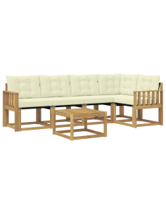 Set di divani da esterno con cuscino 6 pcs Bianco e Crema 2