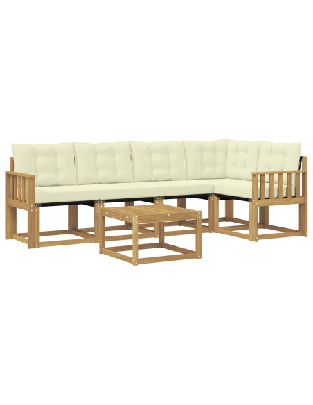 Set di divani da esterno con cuscino 6 pcs Bianco e Crema