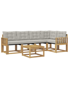 Set di divani da esterno 6 pcs Bianco e Grigio Chiaro 2