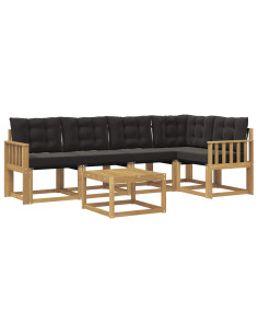 Set di divani da esterno con cuscino 6 pcs Bianco e Nero 2