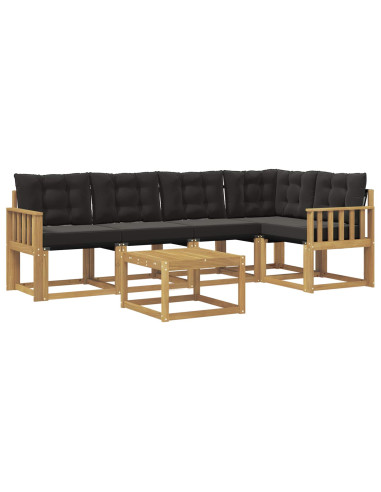 Set di divani da esterno con cuscino 6 pcs Bianco e Nero