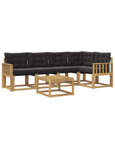 Set di divani da esterno con cuscino 6 pcs Bianco e Nero