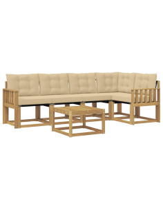 Set di divani da esterno con cuscino 6 pcs Bianco e Beige 2