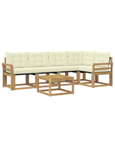 Set di divani da esterno con cuscino 6 pcs Bianco e Crema 2