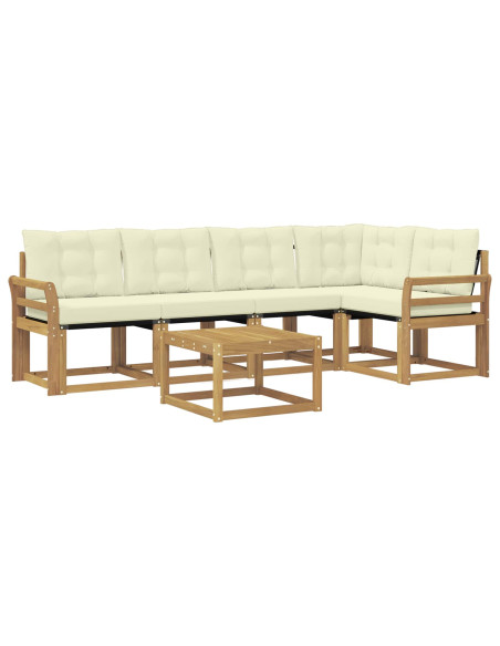 Set di divani da esterno con cuscino 6 pcs Bianco e Crema