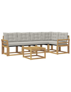 Set di divani da esterno 6 pcs Bianco e Grigio Chiaro 2