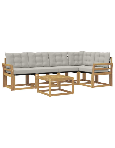 Set di divani da esterno 6 pcs Bianco e Grigio Chiaro