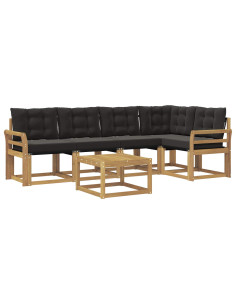 Set di divani da esterno con cuscino 6 pcs Bianco e Nero 2