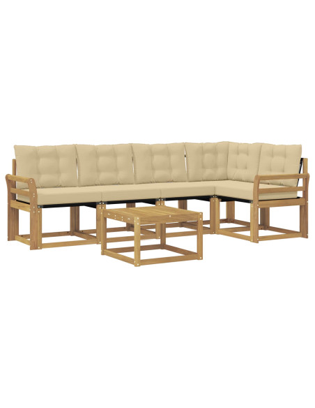 Set di divani da esterno con cuscino 6 pcs Bianco e Beige