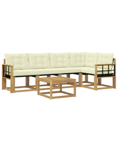 Set di divani da esterno con cuscino 6 pcs Bianco e Crema 2