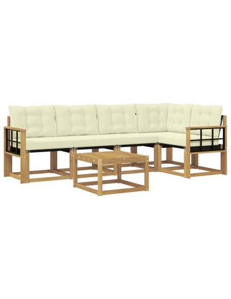 Set di divani da esterno con cuscino 6 pcs Bianco e Crema