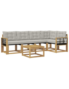 Set di divani da esterno 6 pcs Bianco e Grigio Chiaro 2