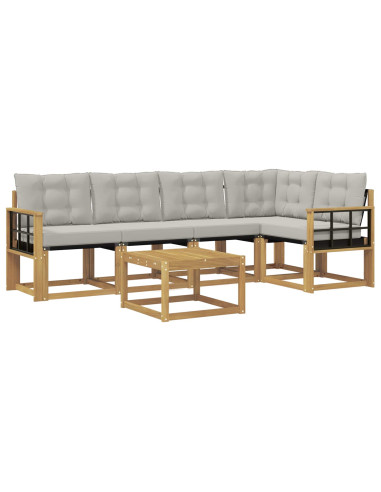 Set di divani da esterno 6 pcs Bianco e Grigio Chiaro