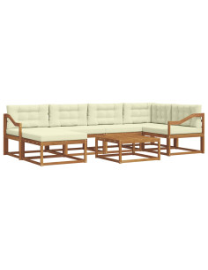Set di divani da esterno con cuscino 7 pcs Naturale e Crema 2
