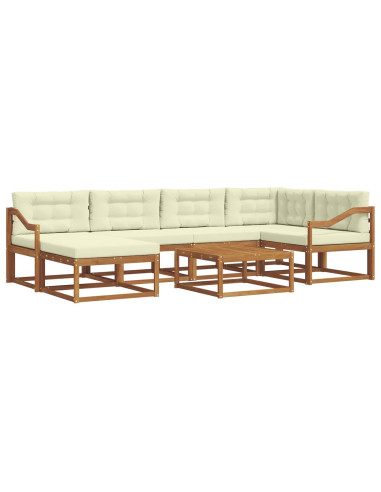 Set di divani da esterno con cuscino 7 pcs Naturale e Crema