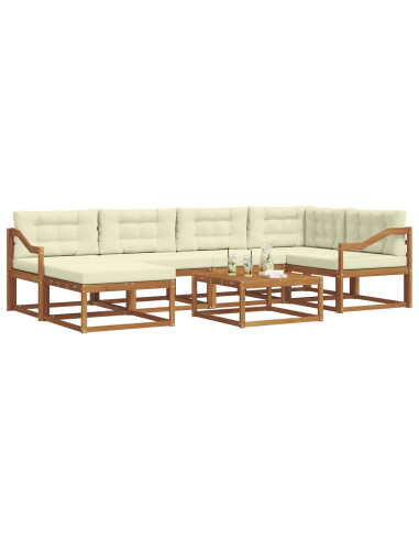Set di divani da esterno con cuscino 7 pcs Naturale e Crema