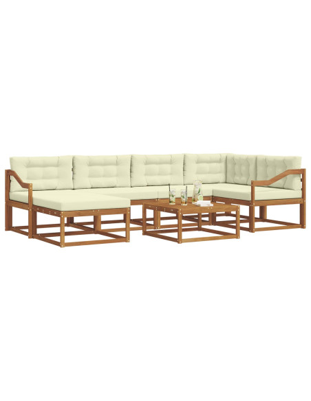 Set di divani da esterno con cuscino 7 pcs Naturale e Crema