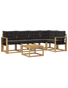 Set di divani da esterno con cuscino 6 pcs Bianco e Nero 2