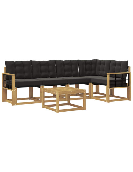 Set di divani da esterno con cuscino 6 pcs Bianco e Nero