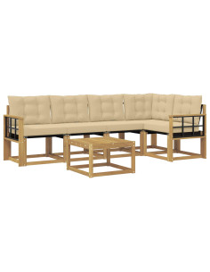 Set di divani da esterno con cuscino 6 pcs Bianco e Beige 2