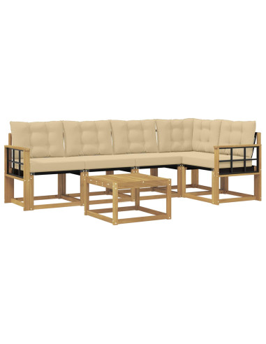 Set di divani da esterno con cuscino 6 pcs Bianco e Beige