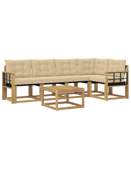 Set di divani da esterno con cuscino 6 pcs Bianco e Beige