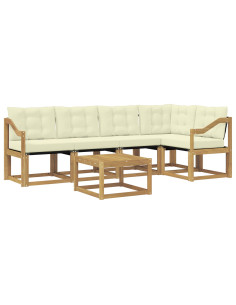 Set di divani da esterno con cuscino 6 pcs Bianco e Crema 2