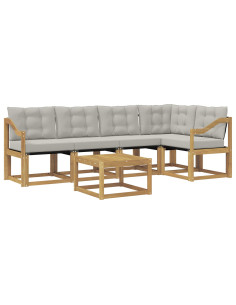 Set di divani da esterno 6 pcs Bianco e Grigio Chiaro 2