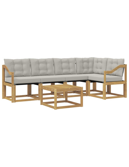 Set di divani da esterno 6 pcs Bianco e Grigio Chiaro