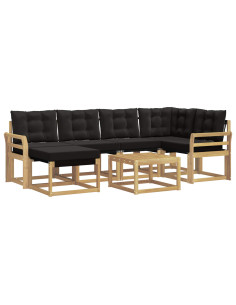 Set di divani da esterno con cuscino 7 pcs Bianco e Nero 2