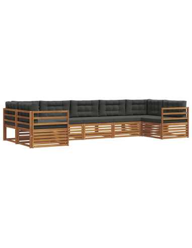 Set di divani da esterno con cuscino 7 pcs Naturale e Antracite