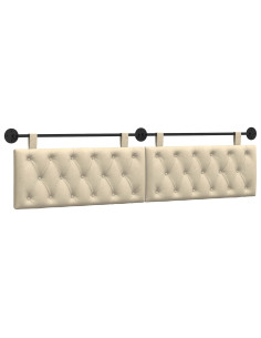 Testata appesa Montaggio a parete Crema 210 x 55 x 7 cm Tessuto 2