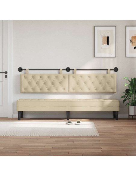 Testata appesa Montaggio a parete Crema 210 x 55 x 7 cm Tessuto