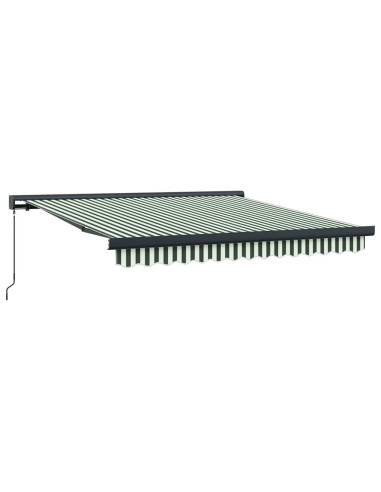 Tenda Retrattile Verde e Bianco 350 x 250 cm Tessuto e Metallo