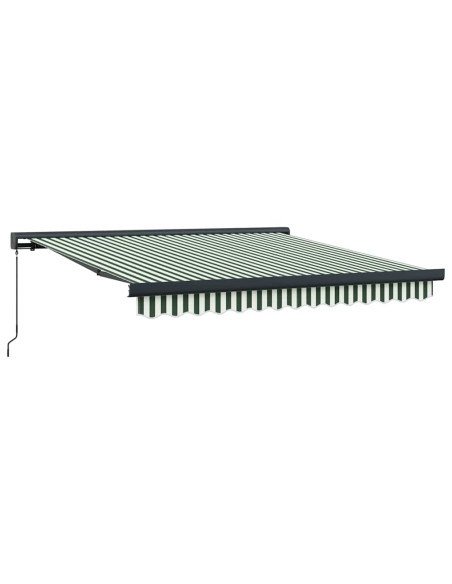 Tenda Retrattile Verde e Bianco 350 x 250 cm Tessuto e Metallo