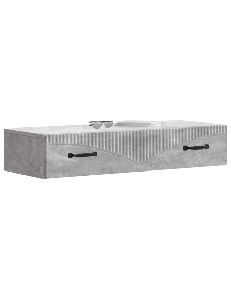 Tavolino da Parete Laterale Grigio Cemento 87,5 x 34,5 x 17 cm