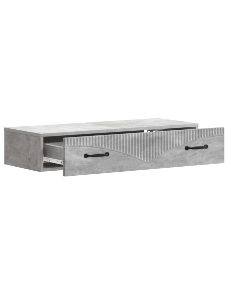 Tavolino da Parete Laterale Grigio Cemento 87,5 x 34,5 x 17 cm