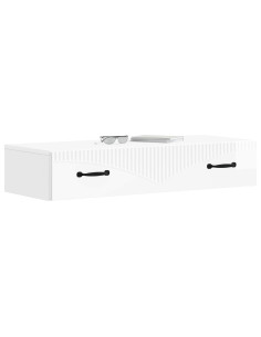 Tavolino da Parete Laterale Bianco Lucido 87,5 x 34,5 x 17 cm 2