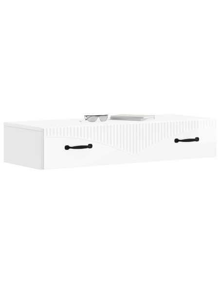 Tavolino da Parete Laterale Bianco Lucido 87,5 x 34,5 x 17 cm