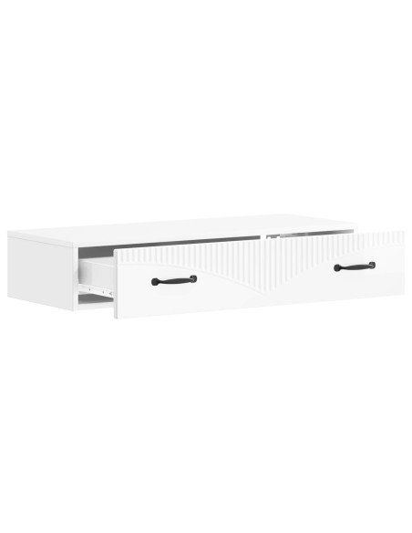 Tavolino da Parete Laterale Bianco Lucido 87,5 x 34,5 x 17 cm