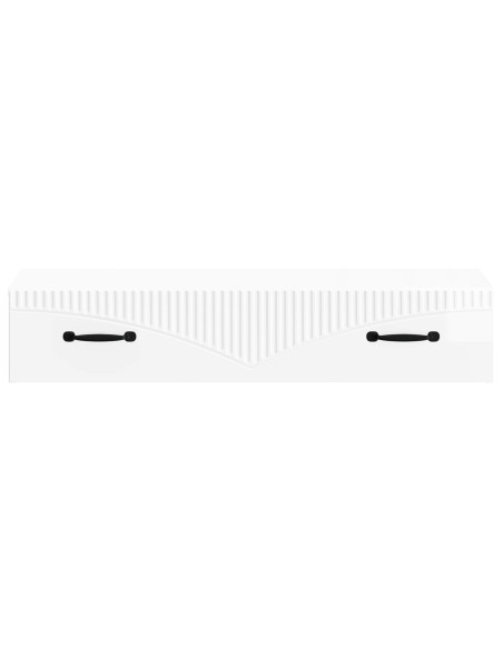 Tavolino da Parete Laterale Bianco Lucido 87,5 x 34,5 x 17 cm