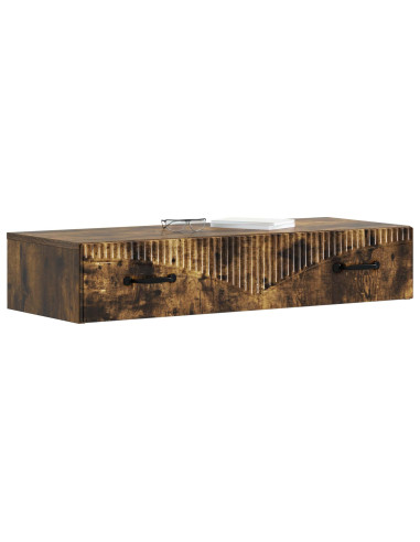 Tavolino da Parete Laterale Rovere Fumo 87,5 x 34,5 x 17 cm