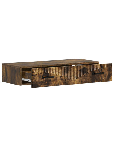 Tavolino da Parete Laterale Rovere Fumo 87,5 x 34,5 x 17 cm