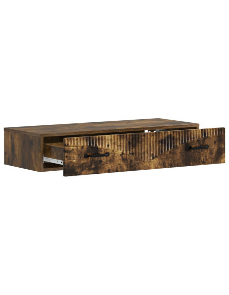 Tavolino da Parete Laterale Rovere Fumo 87,5 x 34,5 x 17 cm