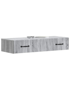 Tavolino da Parete Laterale Grigio Sonoma 87,5 x 34,5 x 17 cm 2