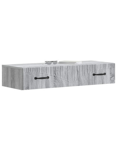 Tavolino da Parete Laterale Grigio Sonoma 87,5 x 34,5 x 17 cm